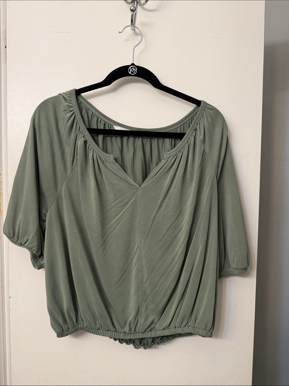 Lucky Brand Sage Green V-Neck Peasant Top